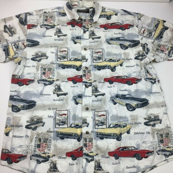 Vintage RedHead Mens Route 66 Classic Car Shirt Nova Mustang Charger Size Large - Picture 1 of 7